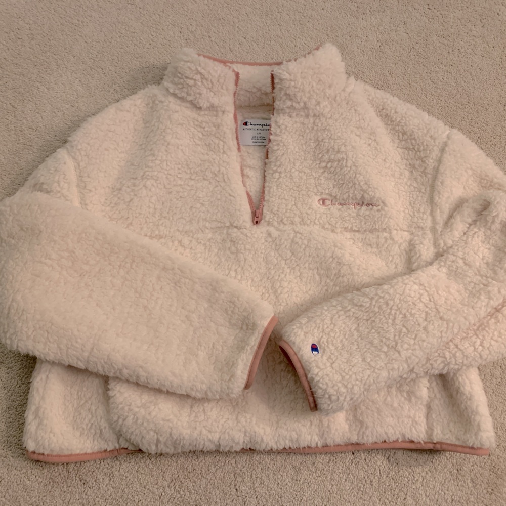 Champion cropped Sherpa 1/4 zip jacket